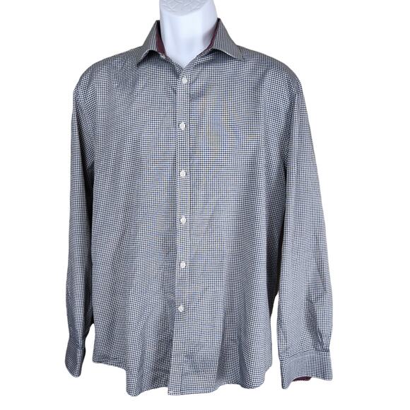 Nicole Miller Other - Nicole Miller Shirt Mens Size Large Black & White Check Button Up Dress Shirt